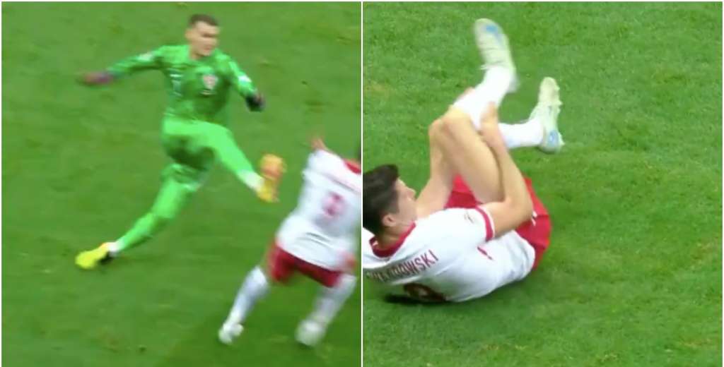 Livakovic pierde el control: Lewandowski se iba solo y no lo fracturó de milagro