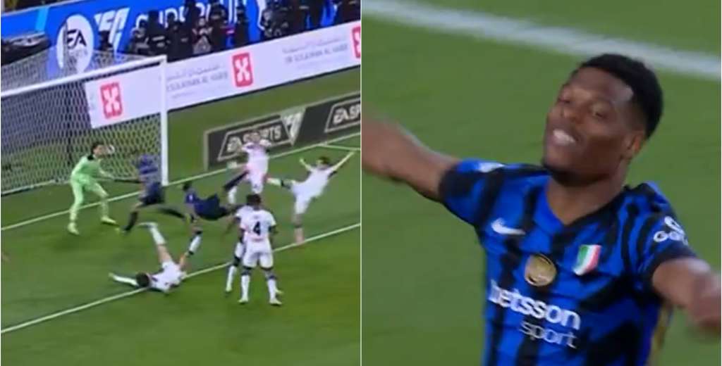 Tremenda pirueta: Dumfries de chilena marcó el 1-0 para el Inter ante Atalanta