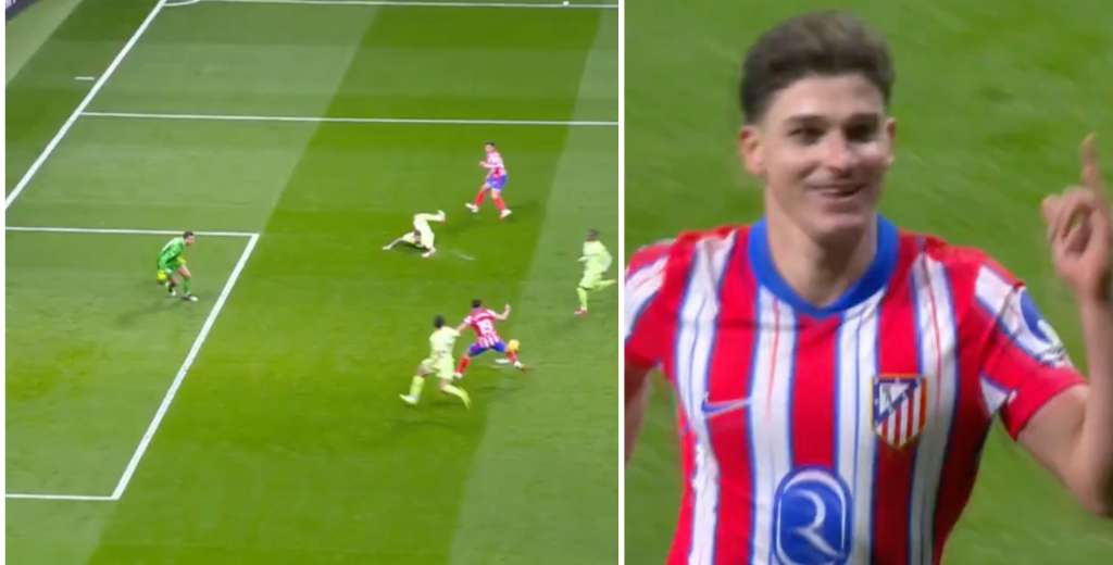 Es imparable: Julián Álvarez y un gol de contra al Barcelona