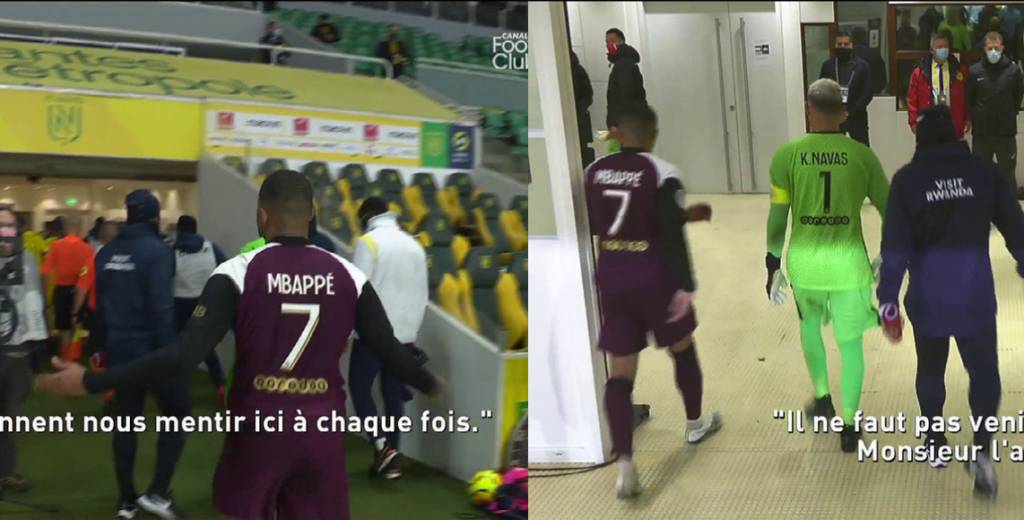 Mbappé furioso fue a buscarlo al árbitro 