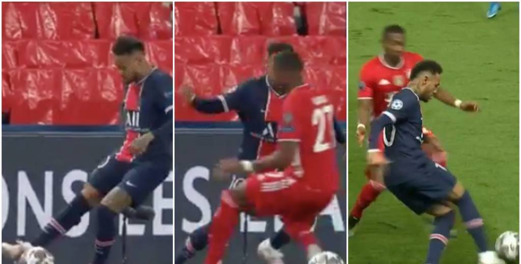 Alaba fue a presionar a Neymar y le tiró 'una cola de vaca' brutal