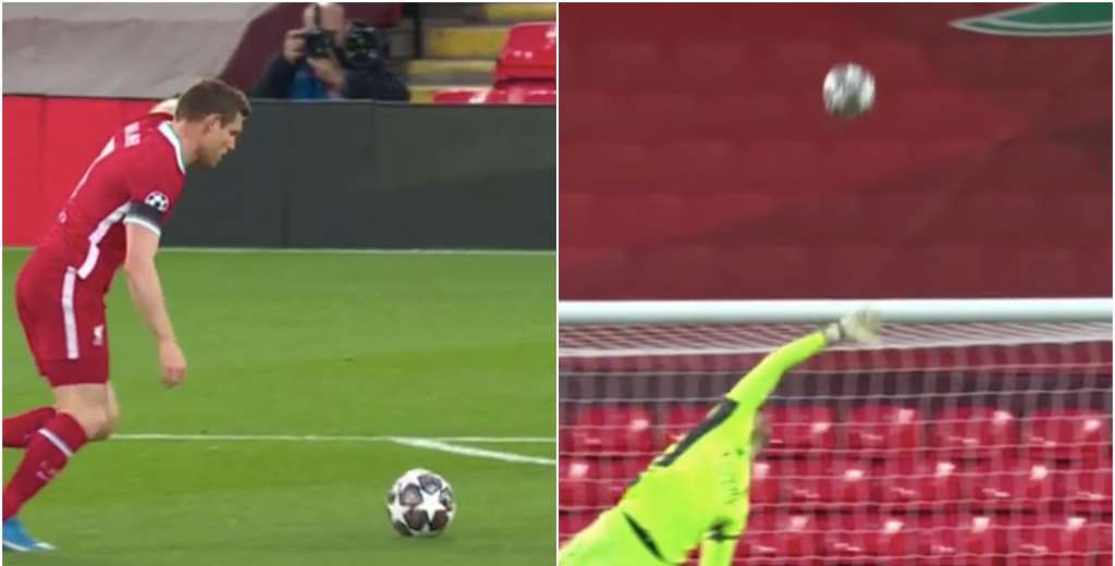 Era un gol al ángulo de Milner, pero Courtois hizo una volada brutal