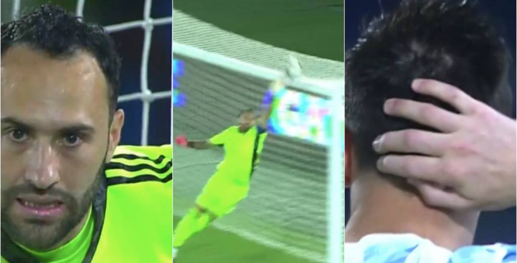 Messi pateó un tiro libre al ángulo pero Ospina voló con todo