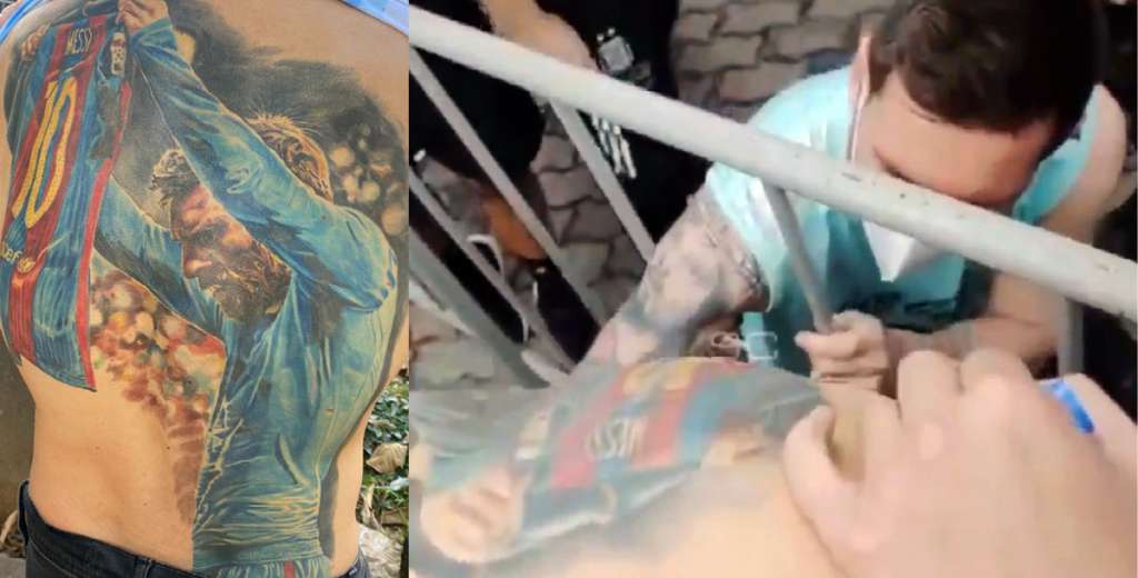 Messi le firmó el tatuaje al hincha brasileño