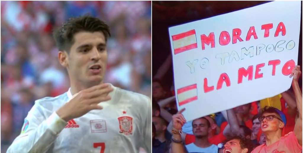 Morata festejó su golazo y le mostraron la pancarta menos pensada