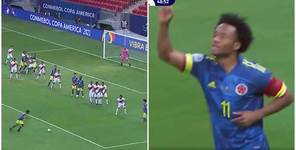 El regalo de la barrera de Perú para el golazo de Cuadrado