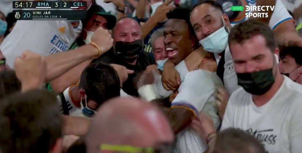 El golazo y festejo de Vinicius con los hinchas del Madrid