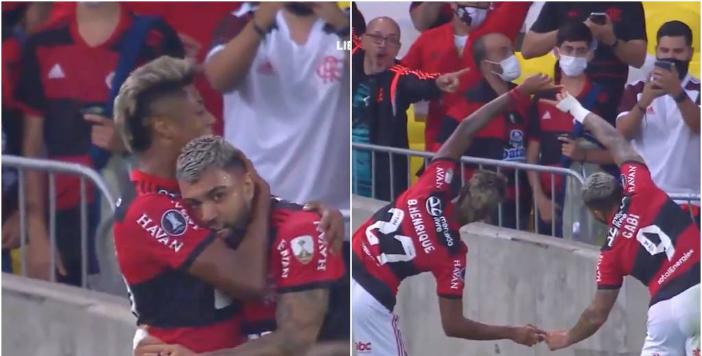 Gabigol y Bruno Henrique: golazo y festejo de Dragon Ball Z