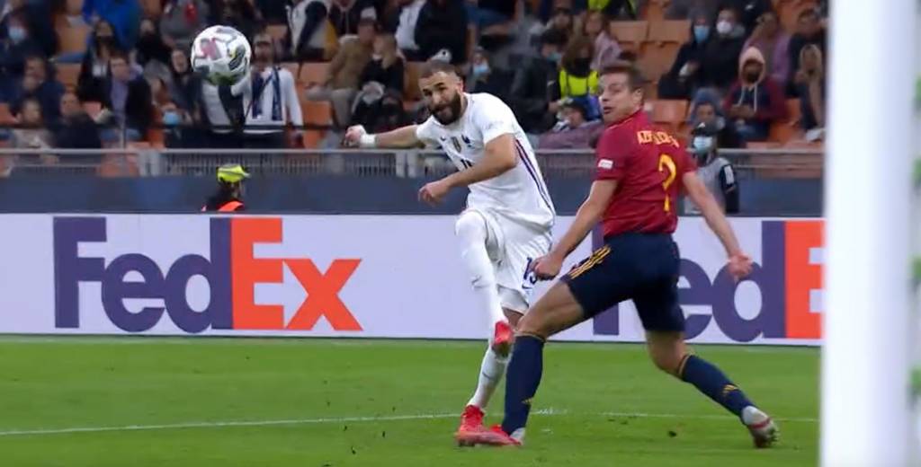 El sensacional golazo de Benzema contra España