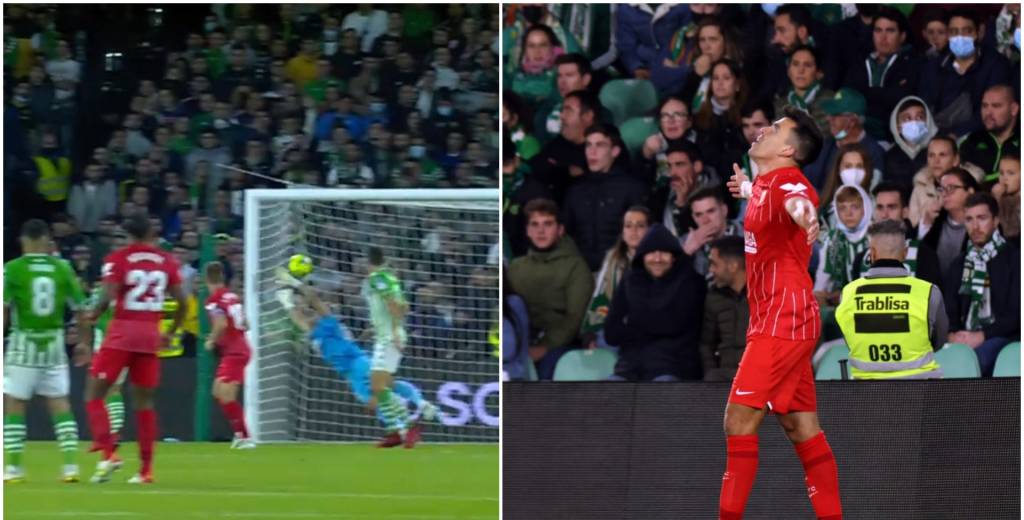 Le rompió el arco a Bravo: golazo de Acuña en el clásico sevillano 