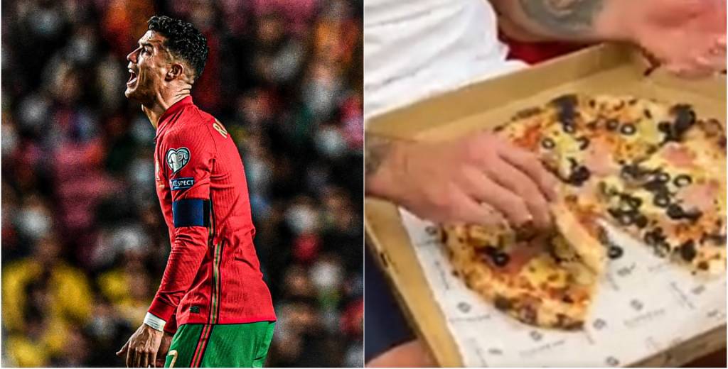 Hundió a Cristiano y festejó comiendo una pizza gigante