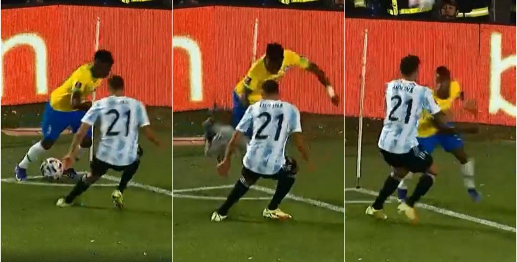 Vinicius es crack: contra la línea y presionado hace una locura de Dinho