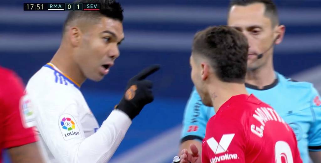 ¡Cuidado! Montiel se cruzó feo con Casemiro