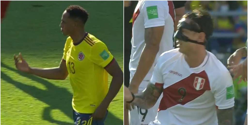 Yerry Mina le metió un codazo a Lapadula y recibió el peor castigo