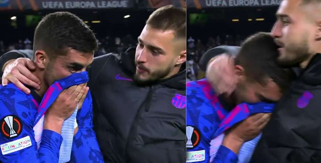 Terminó el partido del Barcelona y se fue llorando