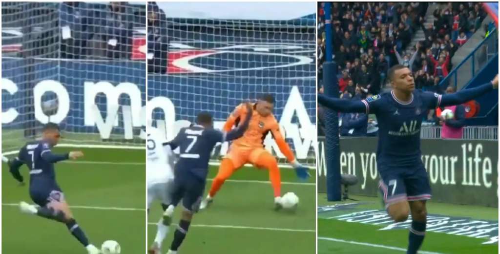 Nuevamente Mbappé: con un formidable derechazo puso el 1-0 para el PSG