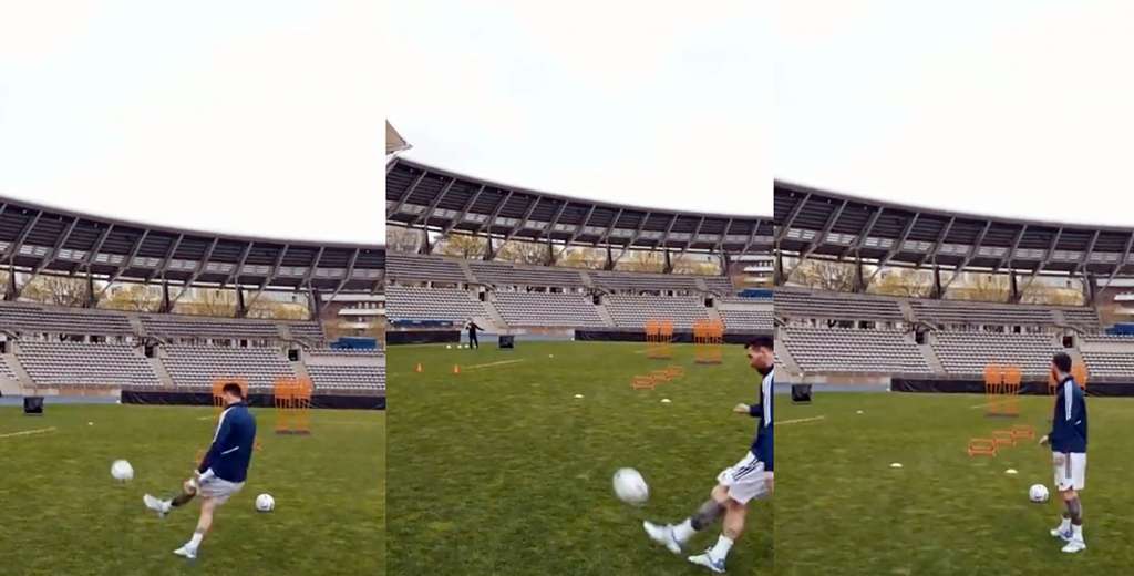 Impresionante: Messi practica puntería y la mete las tres veces