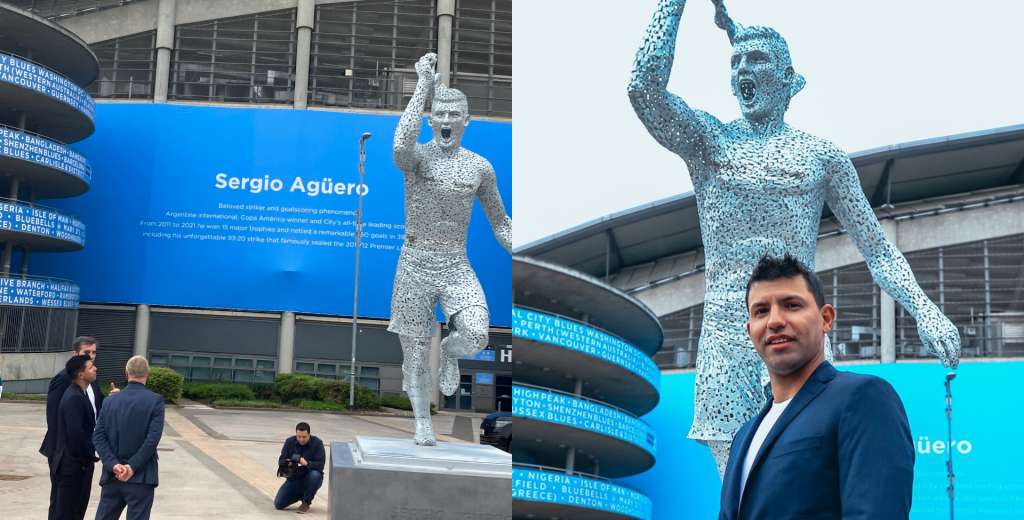 Presentaron la estatua de Agüero y lo liquidaron: es igual a uno del Madrid