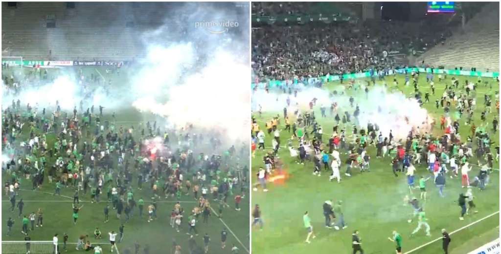 Lamentable: Saint-Étienne descendió y sus hinchas invadieron el campo