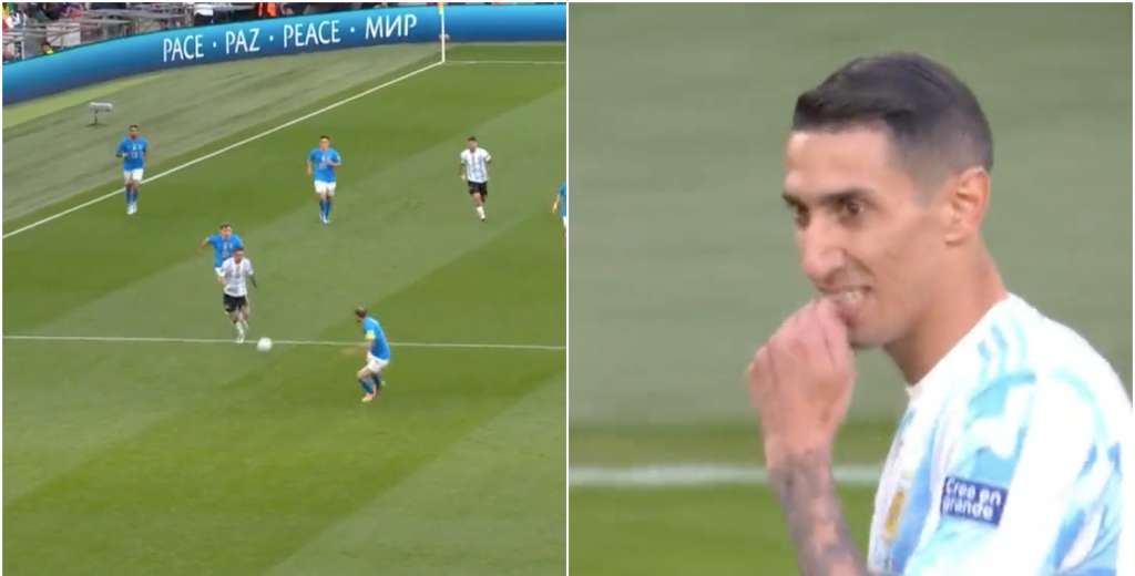 Di María quiso hacerle un gol de mitad de cancha a Donnarumma al minuto