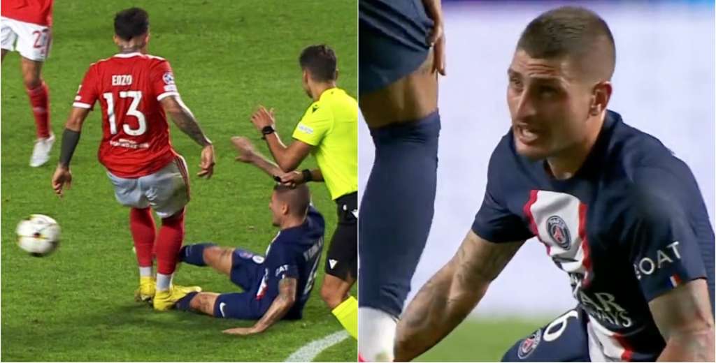 No lo fracturó de milagro: el impactante pisotón de Enzo Fernández a Verratti