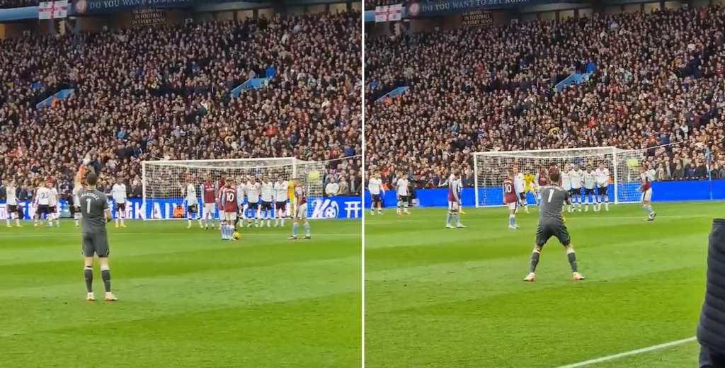 Está loco: Dibu Martínez acomodó la barrera... ¡del Manchester United!