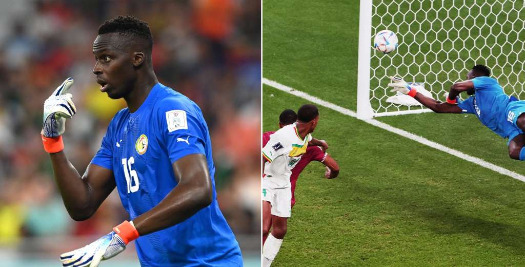 Brutal: la volada de Mendy para negarle a Qatar su primer gol en Mundiales