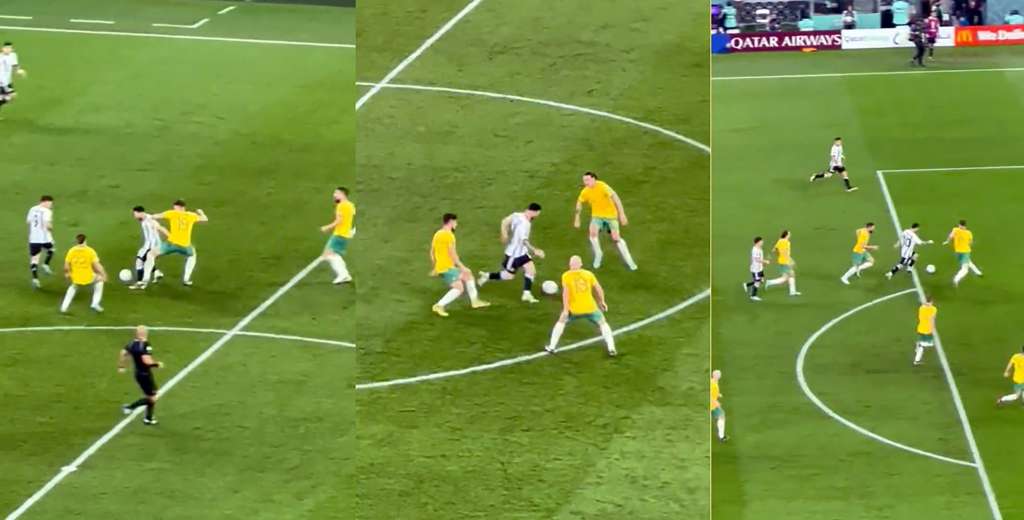 La jugada y corrida de Messi entre muchos australianos que casi fue gol