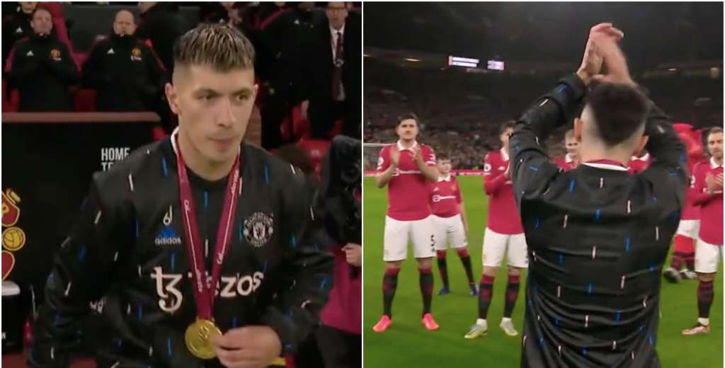 Conmovedor: Old Trafford homenajeó a Lisandro Martínez por ganar Qatar 2022