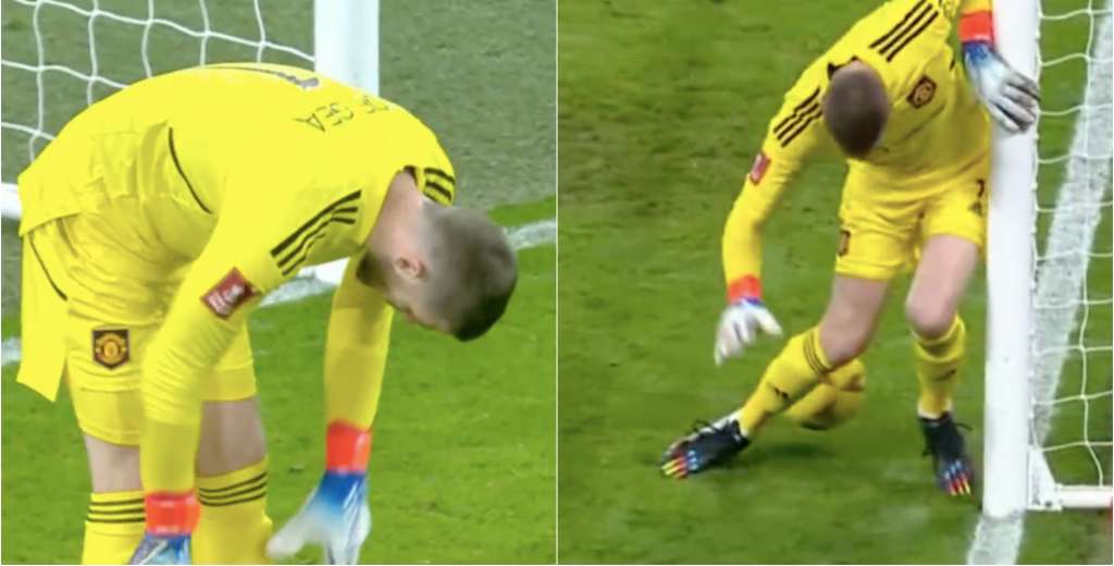 Para llorar: a De Gea se le fue el balón entre las piernas y quedó marcado