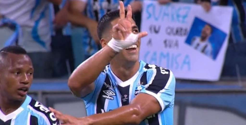 Está desquiciado: 38' y Luis Suárez ya convirtió su primer hat-trick con Gremio