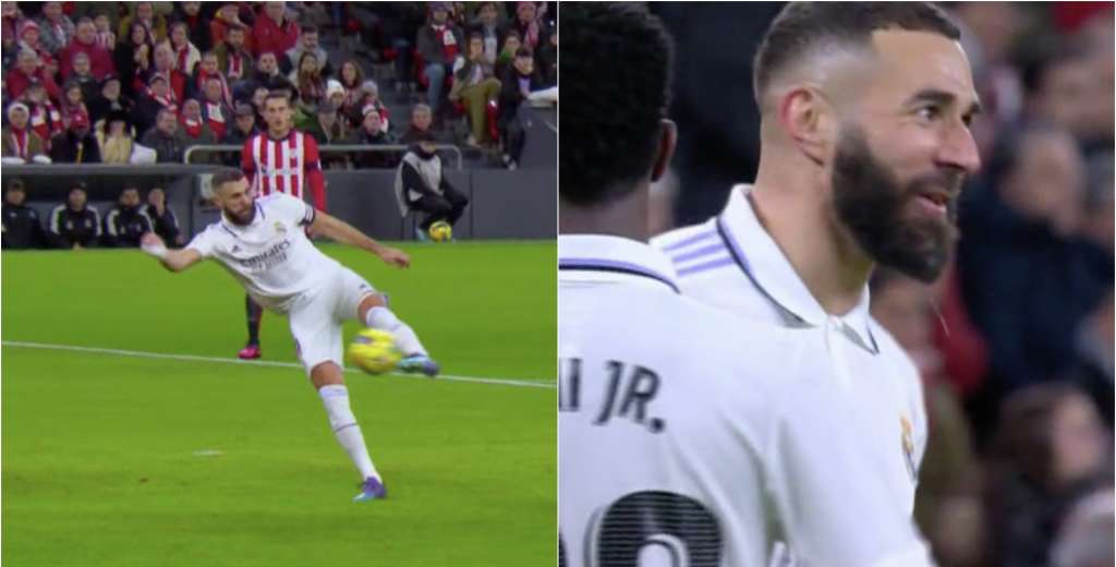 Le quedó un rebote e inventó un golazo: la media vuelta de Benzema