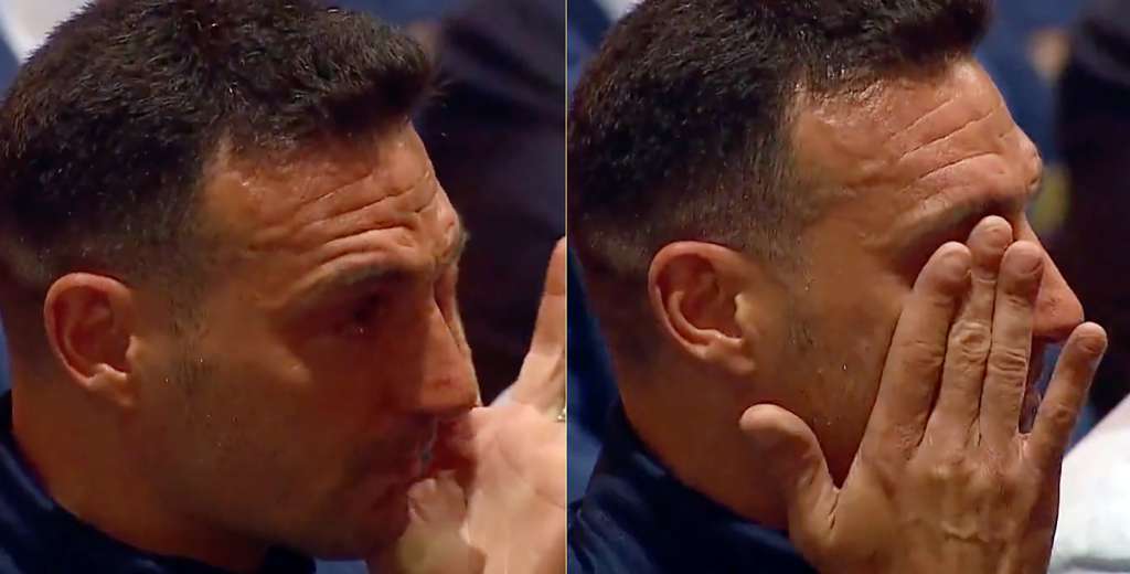 ¡Qué emoción! Scaloni se largó a llorar en pleno homenaje de la Conmebol