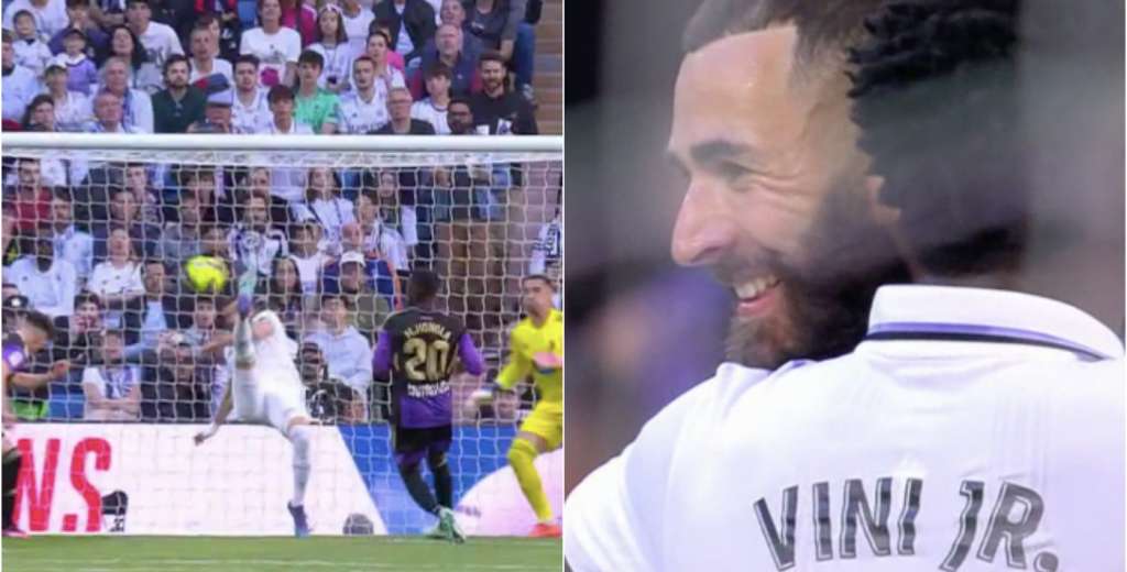 Benzema, locura total, hizo tres goles en siete minutos: uno de chilena