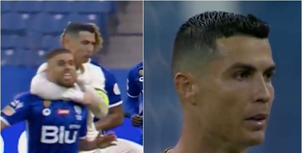 Cristiano Ronaldo indignado: tomó del cuello a su rival y lo dejó en el piso