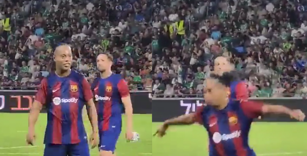 Ronaldinho sabe sacarse de encima hasta los hinchas que buscan abrazarlo