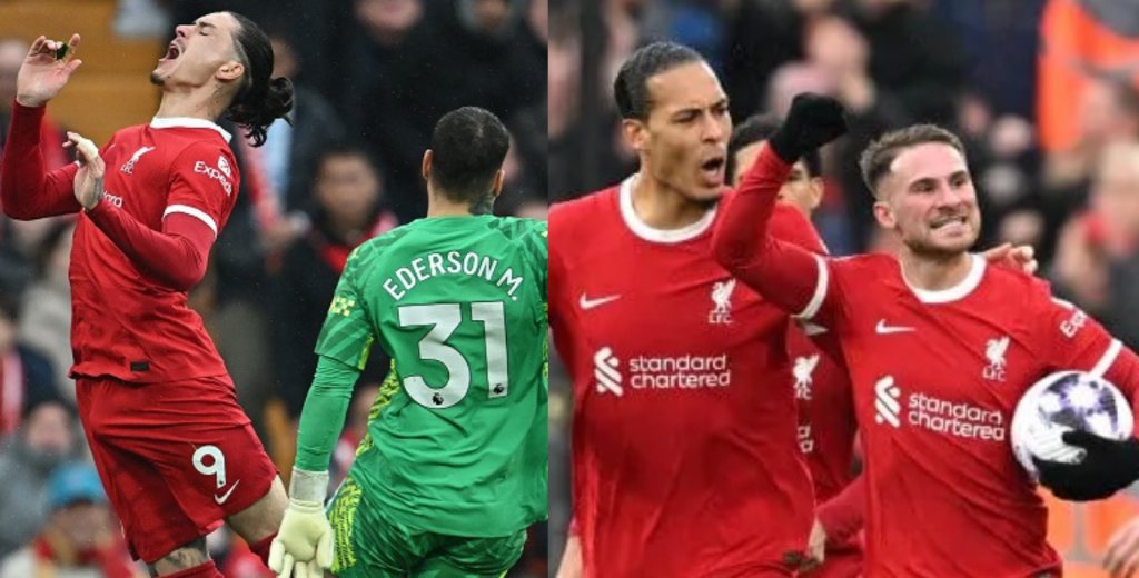 Patada de Ederson a Darwin y penal para Liverpool: MacAllister le empató al City