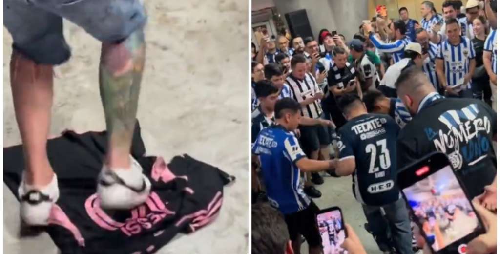 Lamentable: La afición de Monterrey baila y pisa la camiseta de Lionel Messi tras la victoria