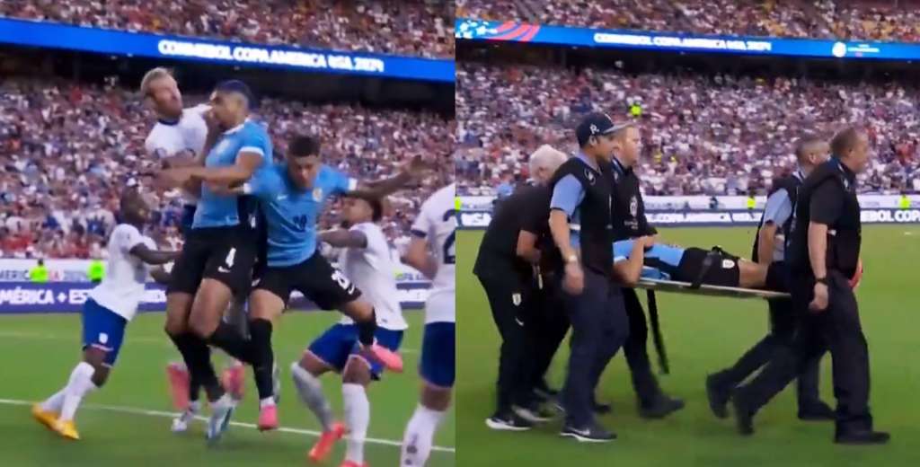 Terrible momento: Maxi Araújo cayó mal y lo sacaron en camilla