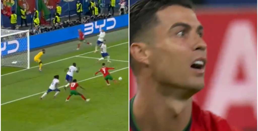 Era el gol de Portugal: Cristiano quiso definir de primera y la tiró por la nubes