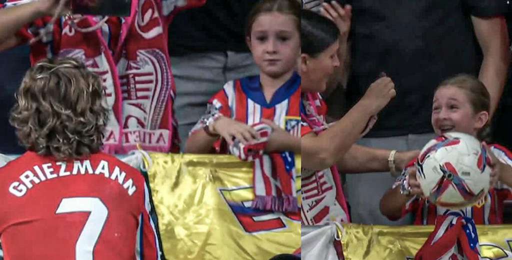 La reacción de la pequeña hincha cuando Griezmann le regaló la camiseta 